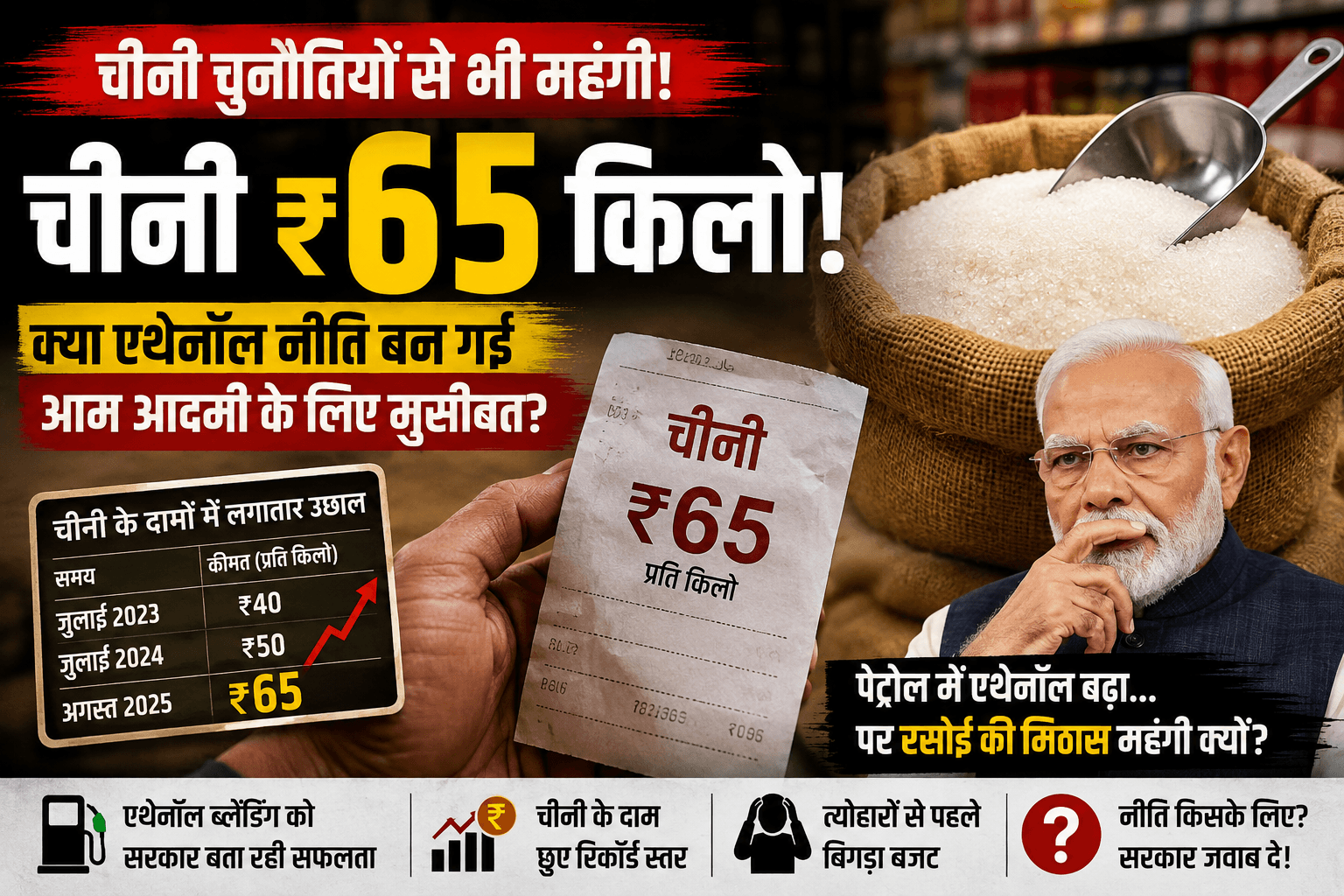 चीनी ₹65 किलो